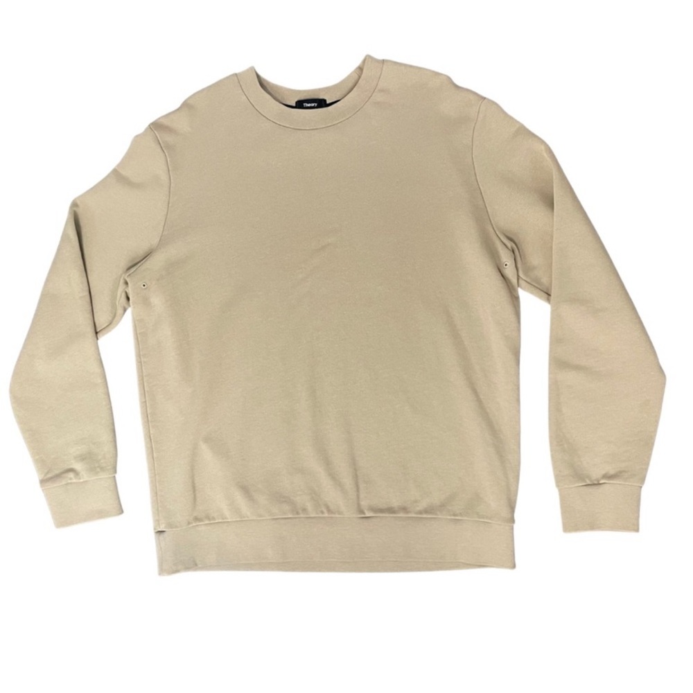 Theory Men’s Crew Sweatshirt Classic Essentials Crewneck Cotton size XL Tan